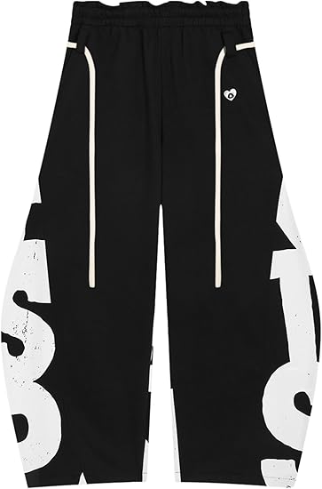 Aelfric Eden Print Baggy Barrel Sweatpants Wide Leg Pants for Women Men Casual Elastic Waist Unisex Graphic Lantern Trouser