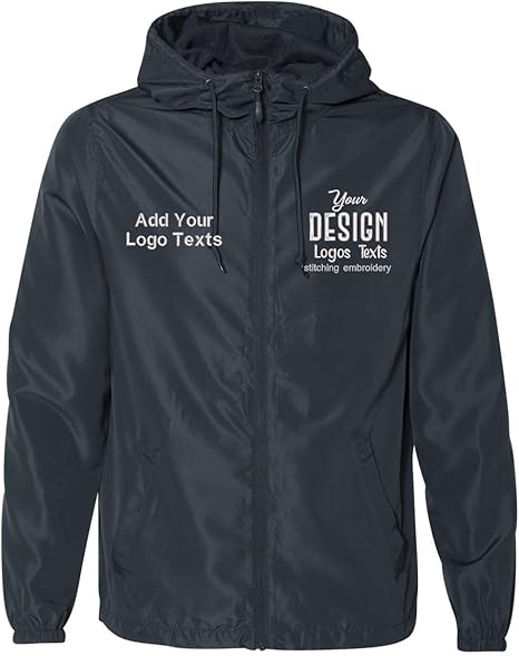 INK STITCH Unisex Exp54lwz Custom Embroidery Logo Texts Lightweight Windbreaker Zip Jackets