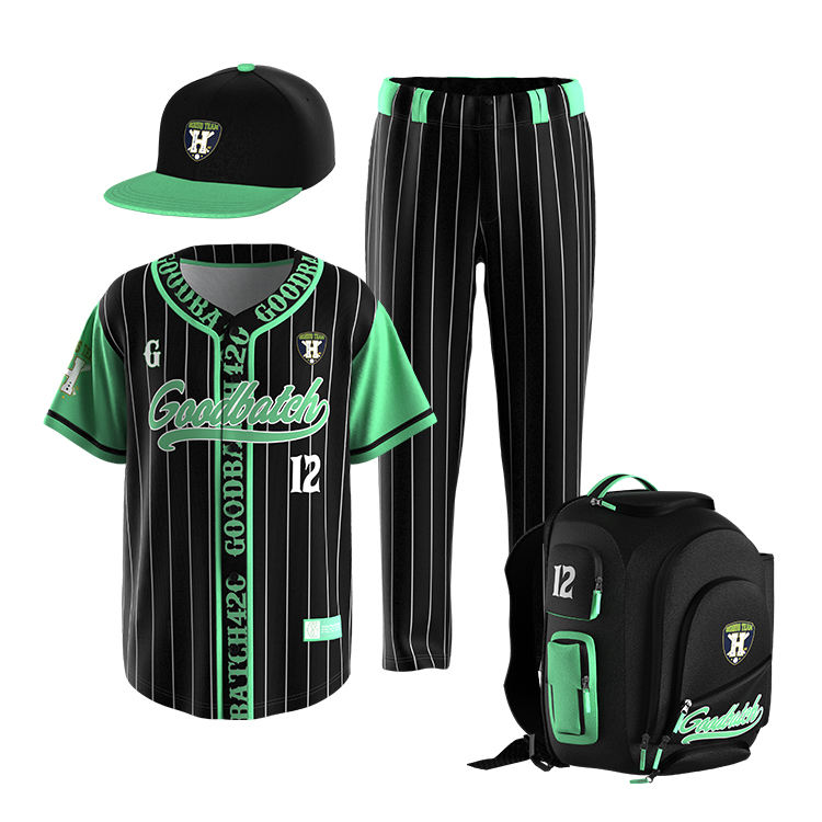 Healong OEM Custom Black Baseball Jerseys Baseball Shirts and Pants Set Wholesale Classic Vintage Team Baseball Uniform